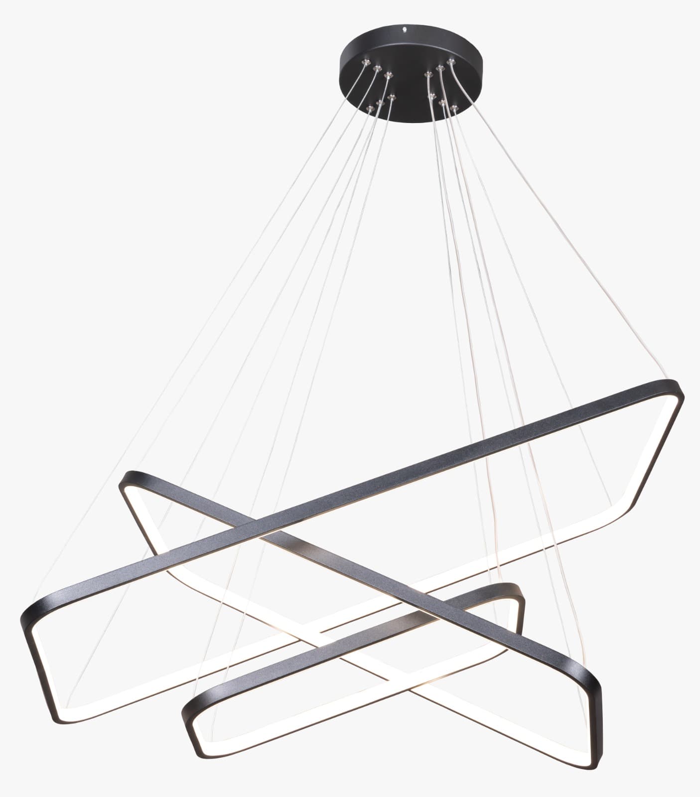 لوستر آویز مدرن 3 حلقه نواری مستطیل بزرگ ریموت دار هوشمند